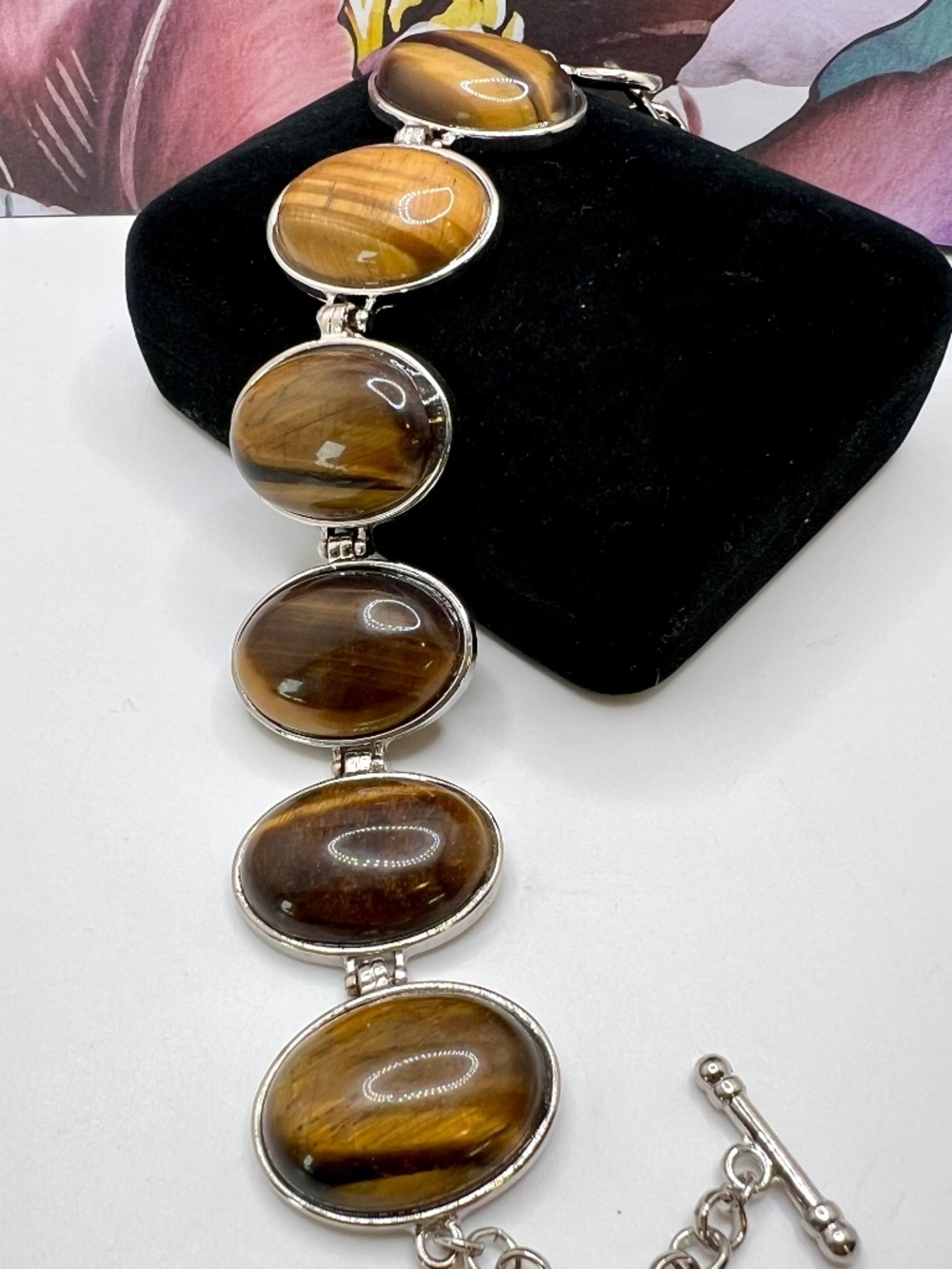 Tiger Eye Cabochon Toggle Bracelet